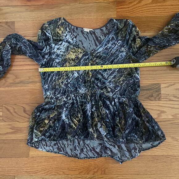 Sundance Burnout Velvet Blouse Womens Med Sheer Silk Blend Whimsigoth Fairy Boho - Picture 7 of 8